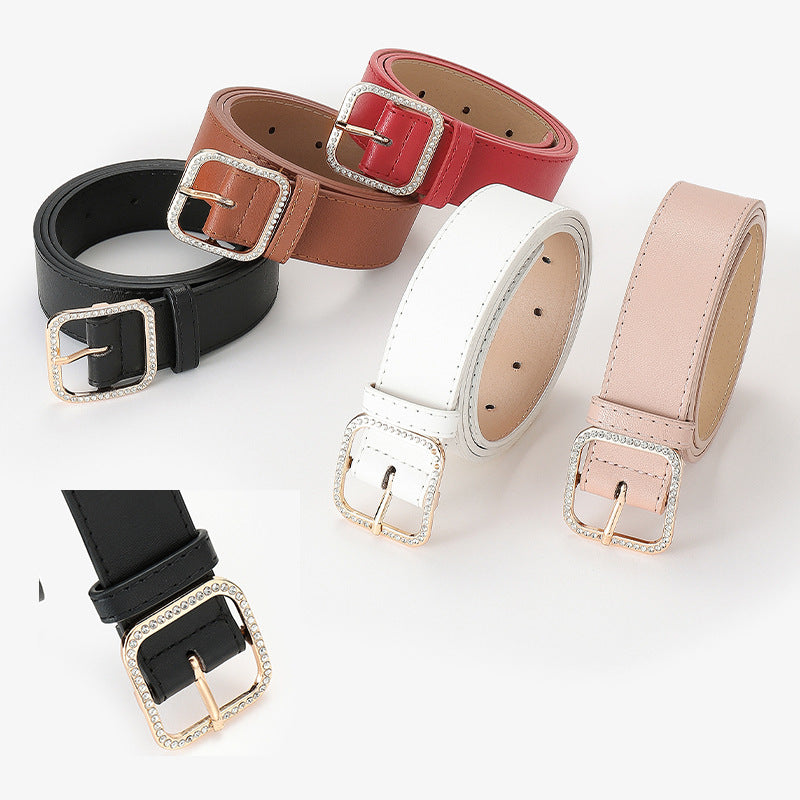 Women's Spring High-grade Fashion Alloy Square Buckle Casual Decorative Belts