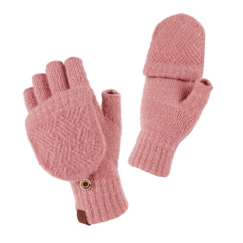 Half Finger Warm Flip Rhombus Cold Gloves