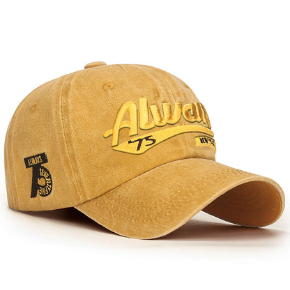 Men's Three-dimensional Embroidery Soft Washed Cotton Distressed Hat Letters Trendy Hats & Caps