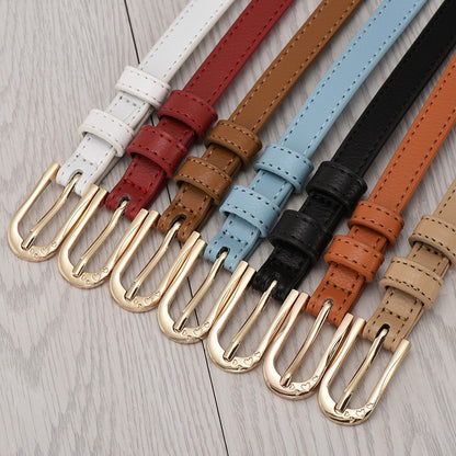 Women's Faux Leather Pin Buckle Korean Style Sweet Thin Belts