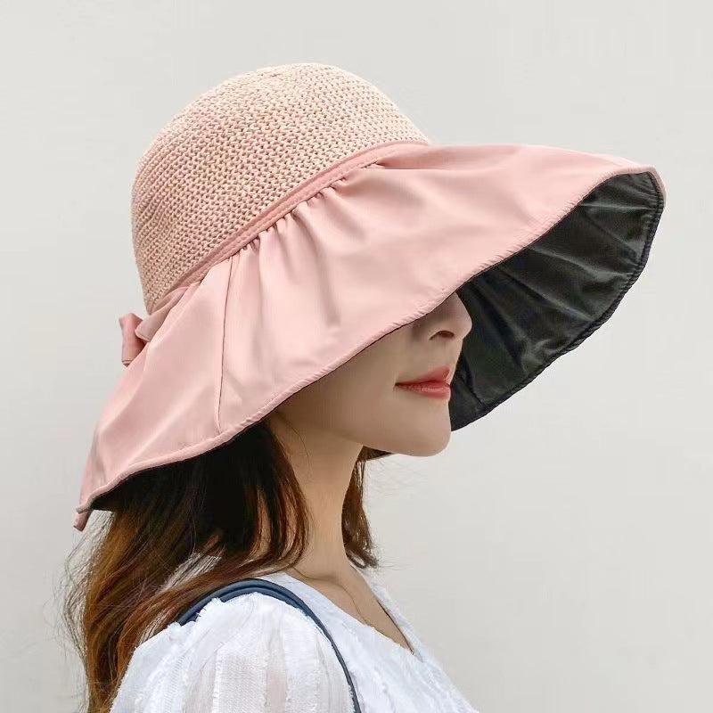 Women's Bucket Hat Summer Travel Sun Solid Color Big Hats & Caps