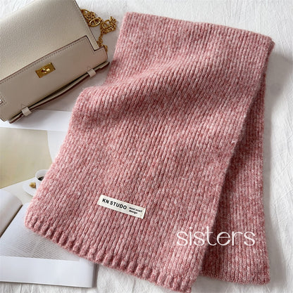 Knitted Solid Color Female Thickened Couple Scarfs