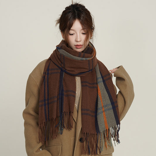 Women's High-grade Warm Elegant Plaid Shawl Scarfs