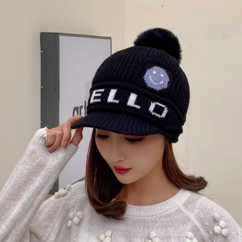 Women's Style Fashion Letter Embroidery Woolen With Brim Plus Hats & Caps