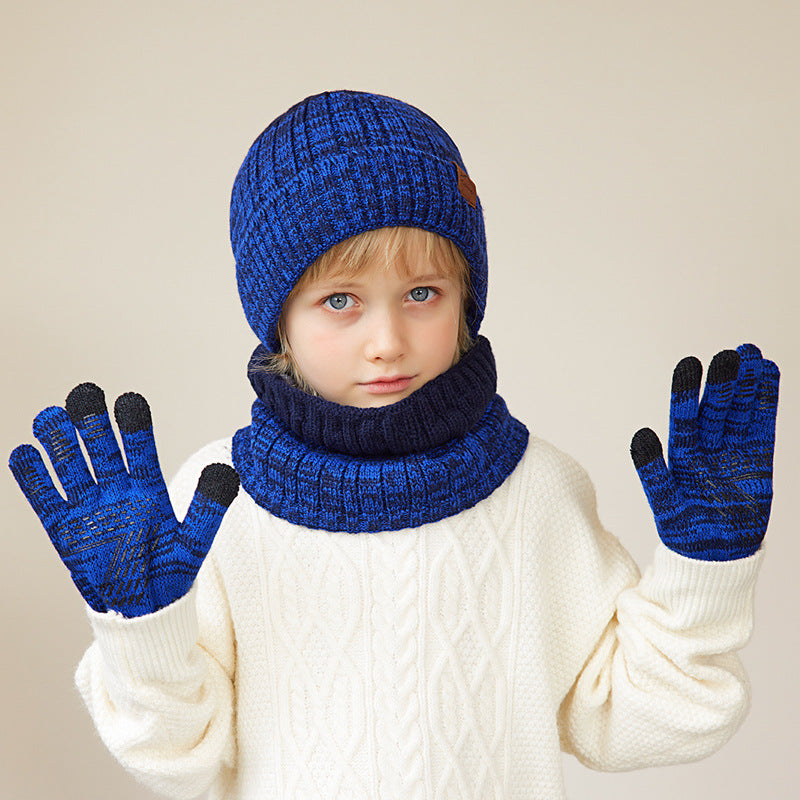 Children's Hat Three-piece Set Big Winter Warm Kids' Headwear