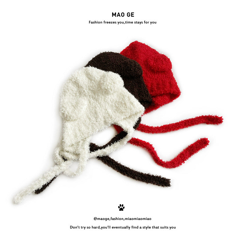 Children's Knitted Hat Cute Furry Boys Thick Warm Kids' Headwear