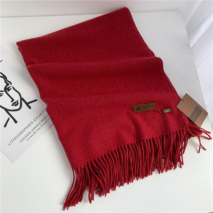 Women's Korean Style Fashion Labeling Solid Color Scarfs