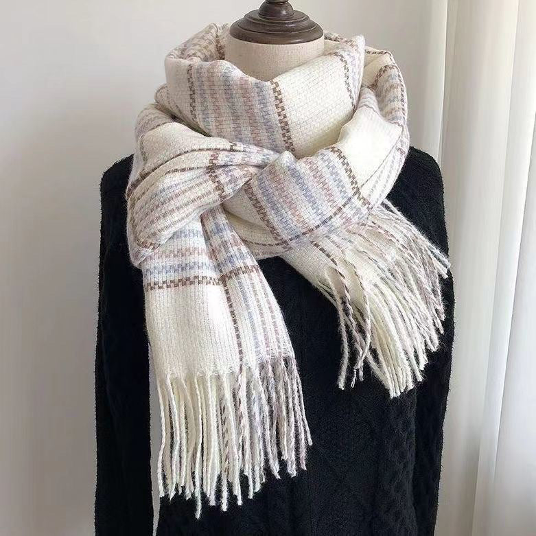 Women's Winter Thick Warm Korean Style Fashionable Plaid Scarfs