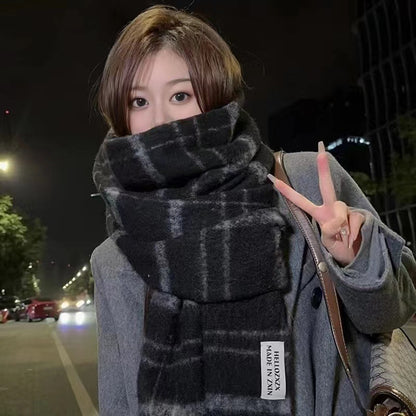 Fashion Korean Style Circle Yarn Plaid Scarfs