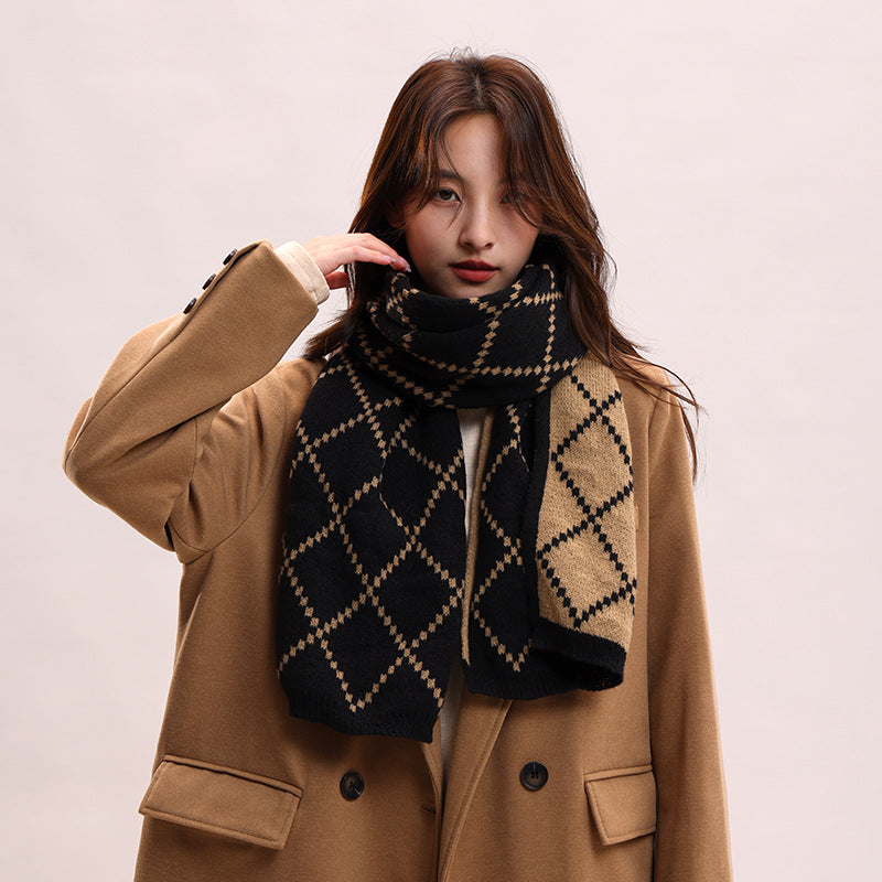 Women's Plaid Korean Thickened British Shawl High-grade Scarfs