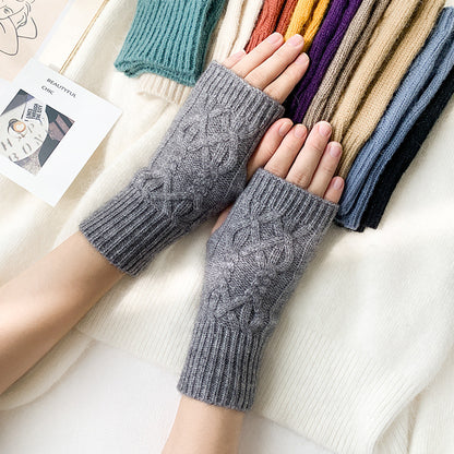 Knitted Half Female Winter Fingerless Finger Gloves