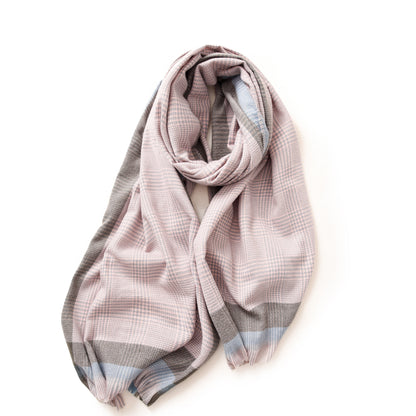 Women's Silk Pleasure Border Check Printed Shawl Scarfs