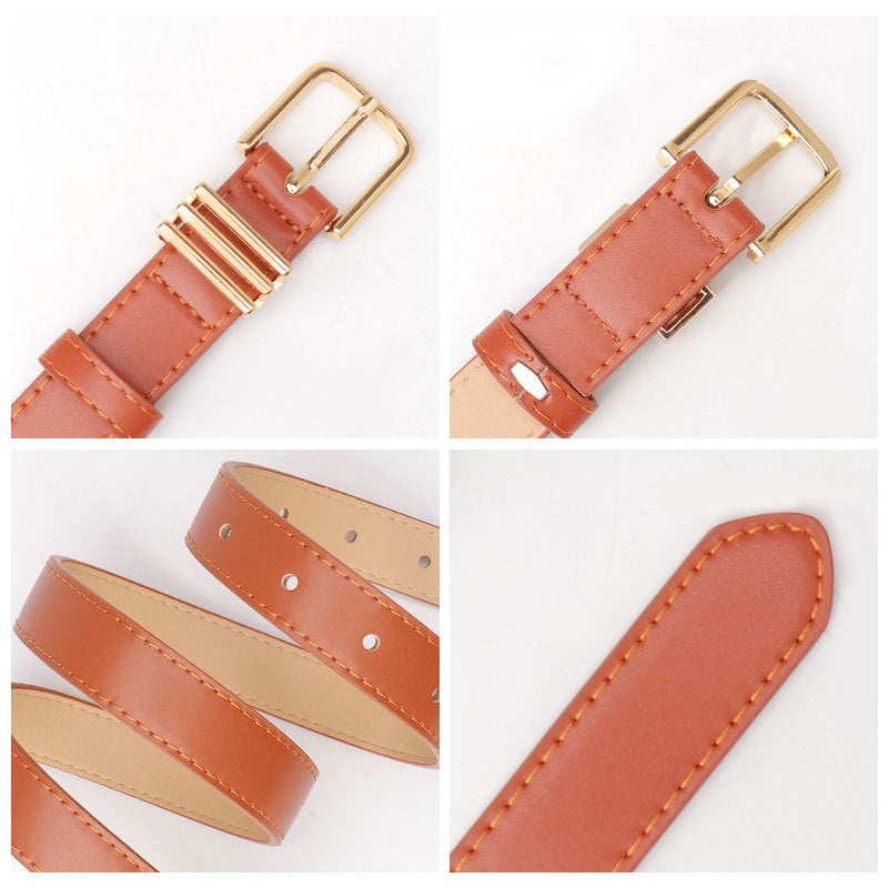 Women's Simple Casual Imitation Leather Pin Buckle Korean Style Belts