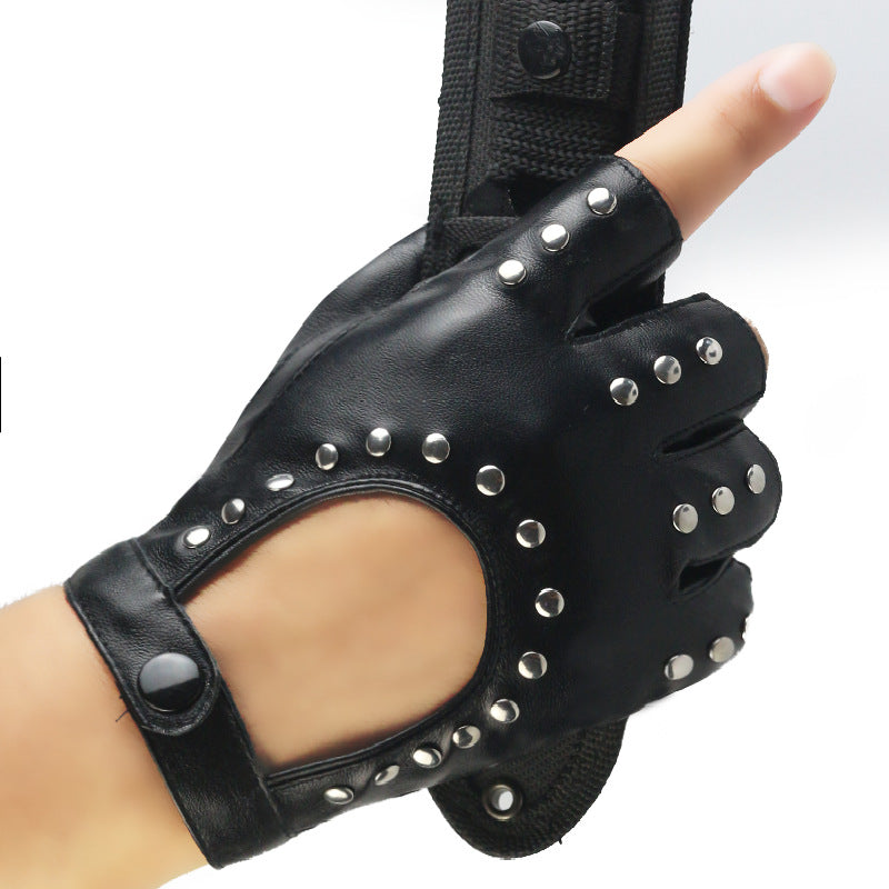 Women's & Men's Leather Ding Nightclub Performance Pole Dance Gloves