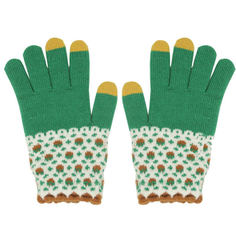 Female Retro Easy Matching Cute Five-finger Gloves