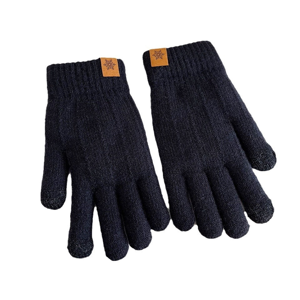 Men's Winter Double Layer Fleece-lined Thick Windproof Touch Gloves