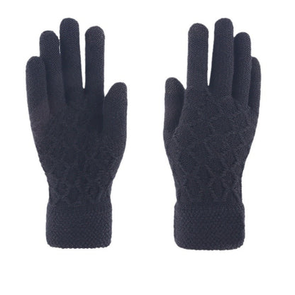 Men's Fleece-lined Thermal Knitting Wool Windproof Outdoor Driving Gloves