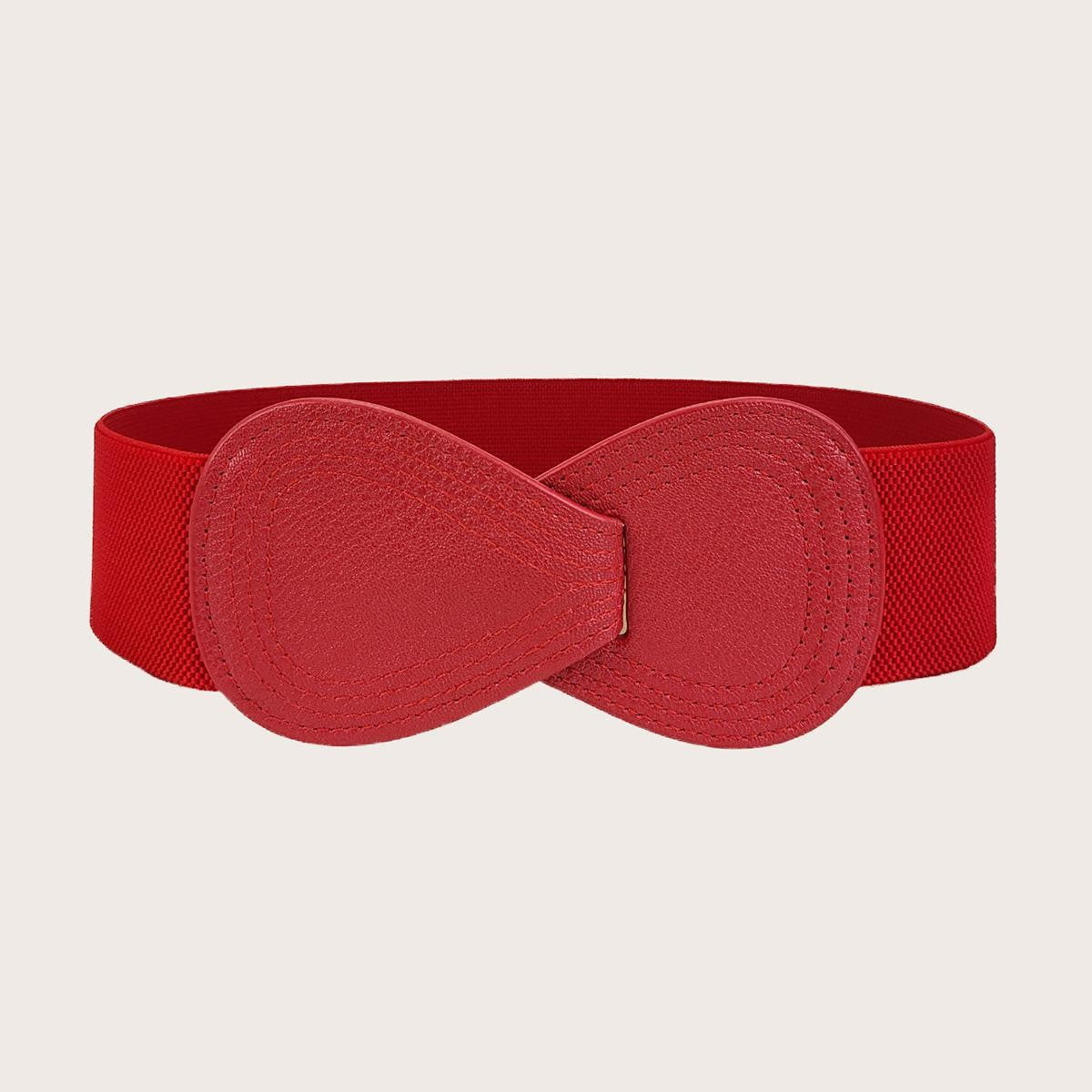 Women's Red Elastic Waist Seal Wide Bow Belts