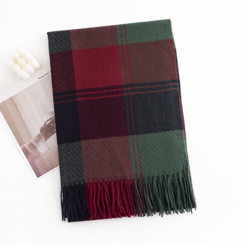 Style Sweet Warm Artificial Cashmere Plaid Couple Scarfs