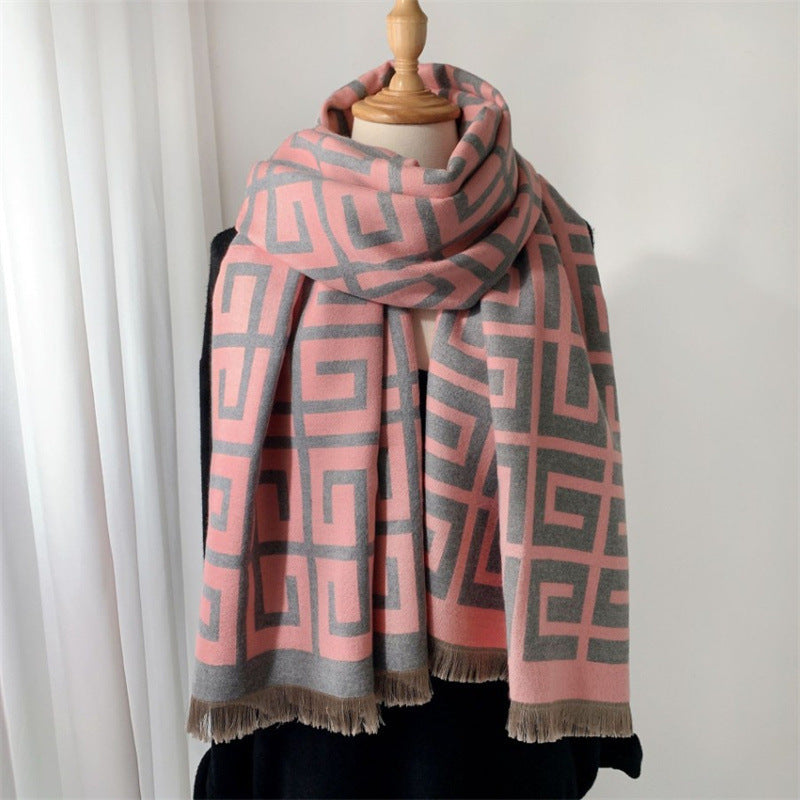 Women's Live Broadcast Artificial Cashmere Geometric Jacquard Scarfs