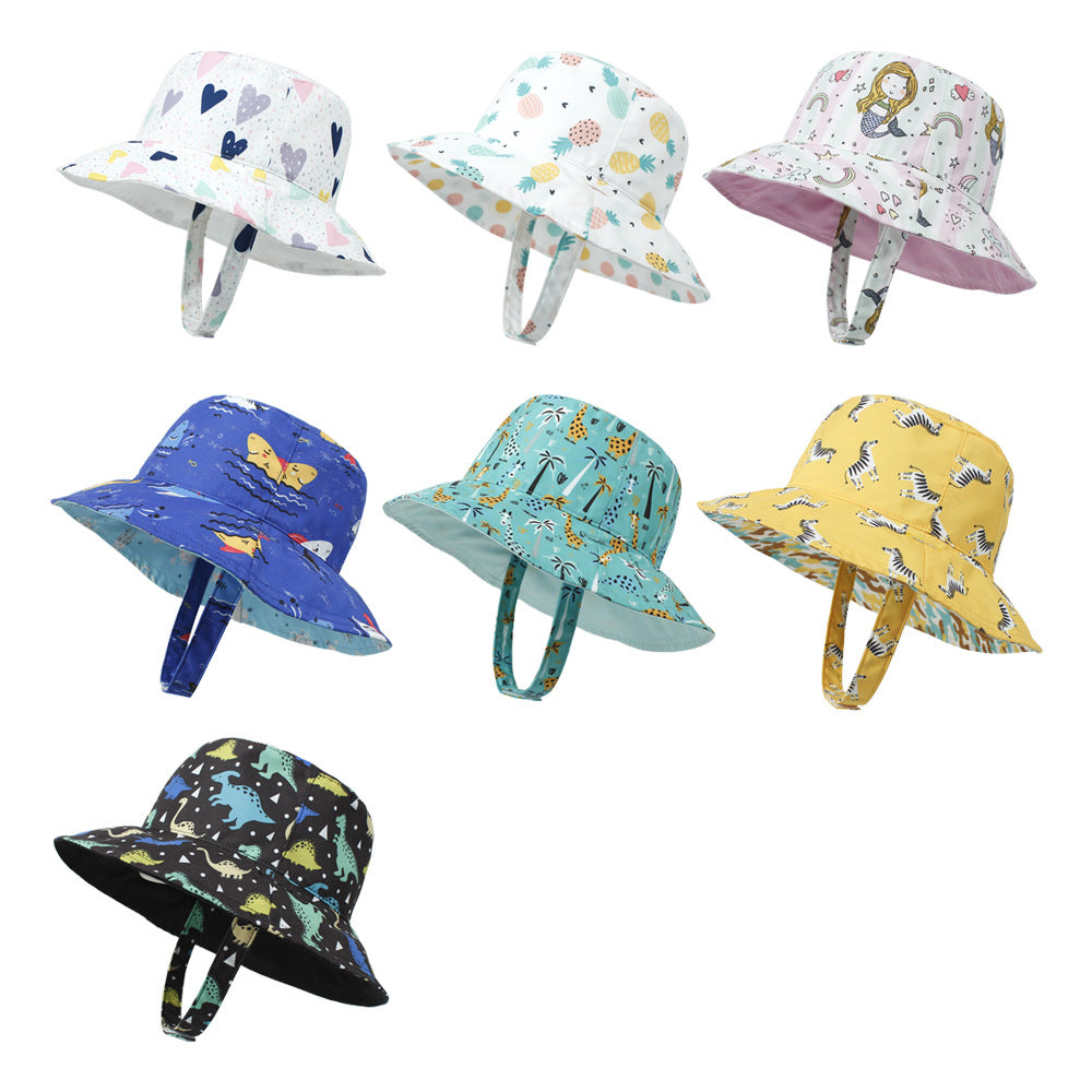 Children's Hat Reversible Sun Outdoor Cartoon Printing Kids' Headwear