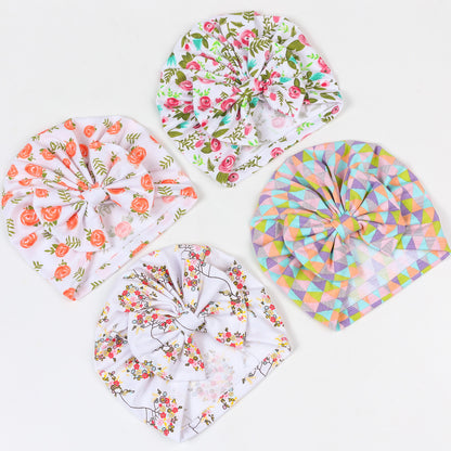 Floral Bow Beanie Windproof Warm Donut Kids' Headwear