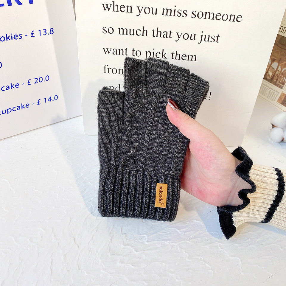 Men's Warm Thickened Wool Twist Knit Office Gloves