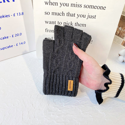 Men's Warm Thickened Wool Twist Knit Office Gloves