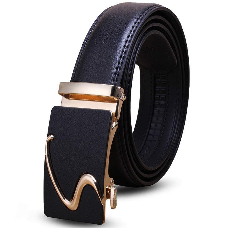 Men's Leather Automatic Buckle Cowhide Business Pant Belts