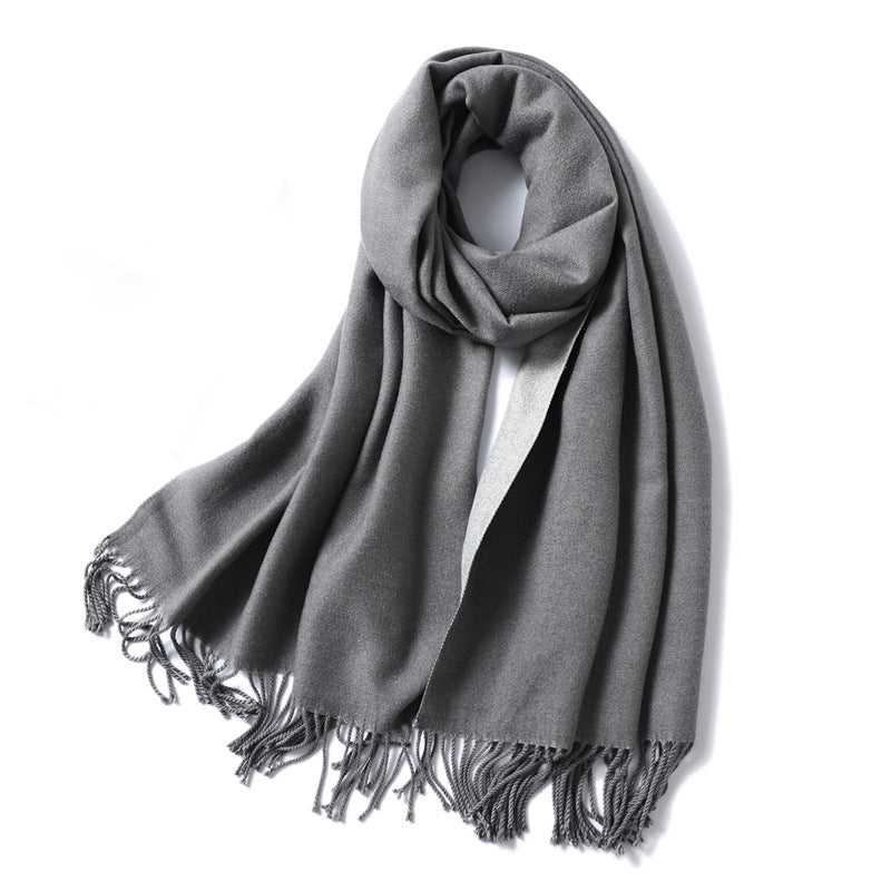 Women's & Men's Cashmere Winter Thickened Warm Double-sided Two-color Scarfs