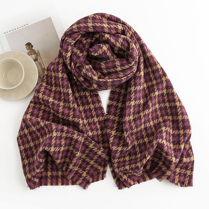 Sweet Color Plaid Winter Chessboard Artificial Cashmere Korean Style Scarfs