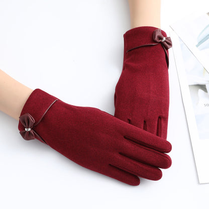 Women's Winter Driving Warm Fleece-lined Riding Windproof Touch Screen Gloves