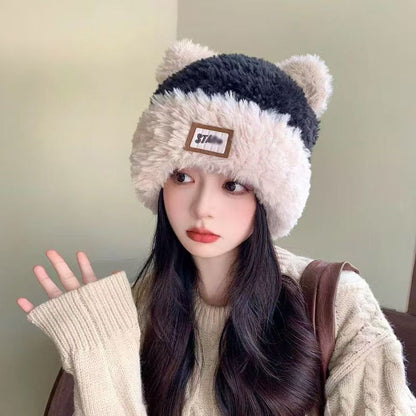 Female Thermal Knitting Wool Snow Riding Hats & Caps