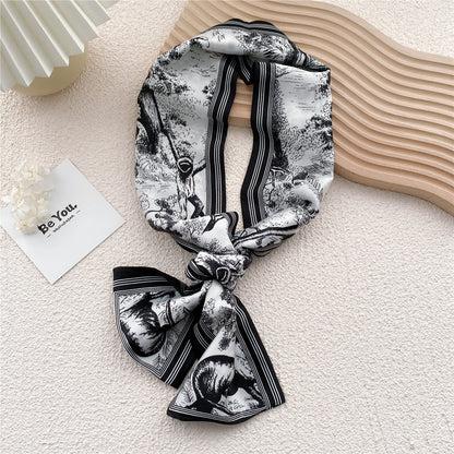 Women's Long Silk Autumn Summer Turtleneck Decorative Scarfs