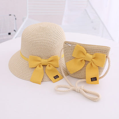 Children's Hat Straw Bow Sweet Cute Sun Kids' Headwear