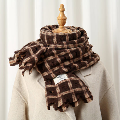 Women's Plaid Hole Korean Style Versatile Soft Scarfs