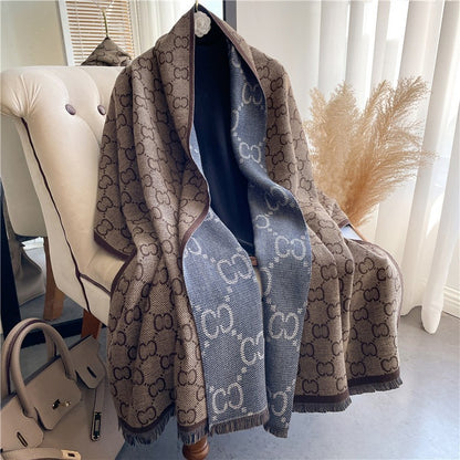 Women's Version Retro Ethnic Style Blue Bird Winter High-grade Scarfs