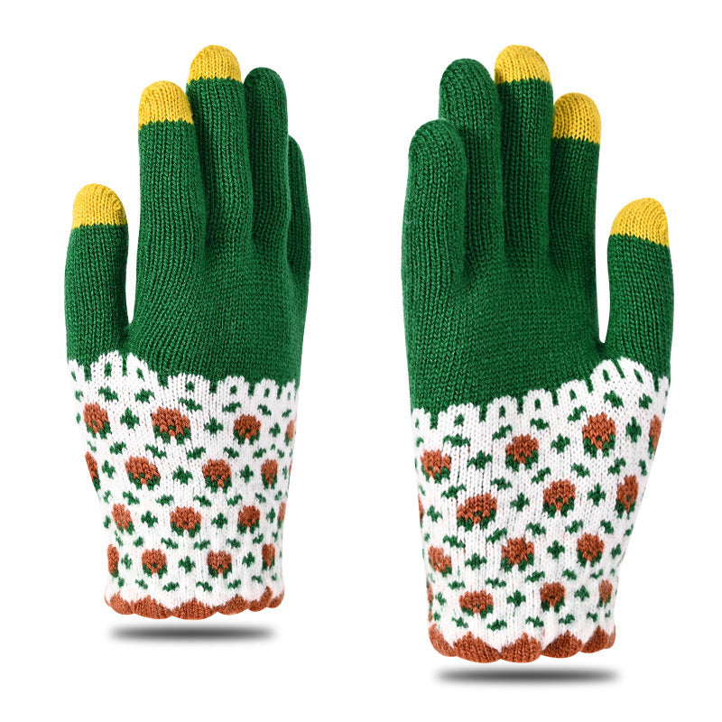 Women's & Men's Screen Winter Cute Pineapple Knitting Fleece Lined Gloves