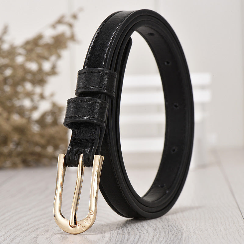 Women's Faux Leather Pin Buckle Korean Style Sweet Thin Belts