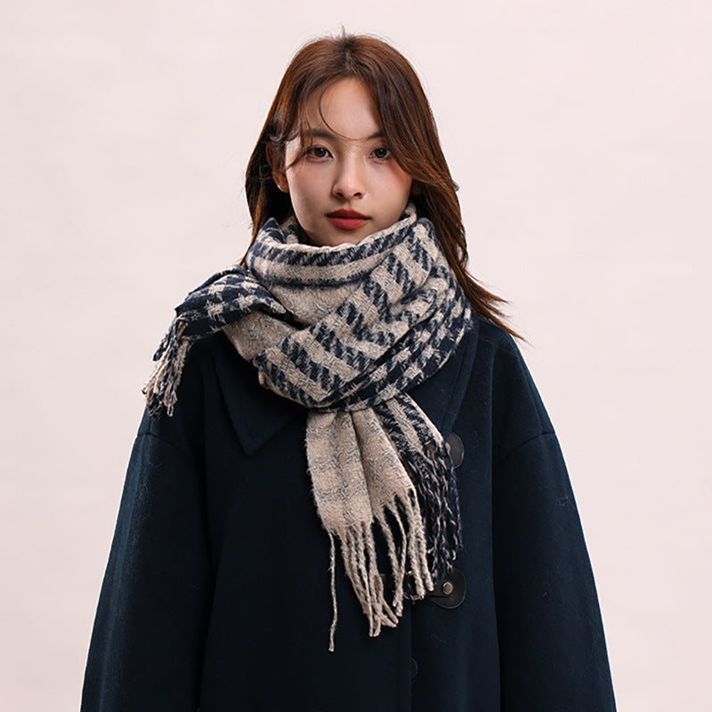 Women's Plaid Korean Thickened British Shawl High-grade Scarfs