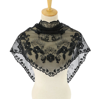 Women's Flower Monochrome Triangular Binder Polyester Lace Hollow Scarfs