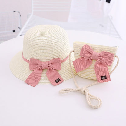 Children's Hat Straw Bow Sweet Cute Sun Kids' Headwear