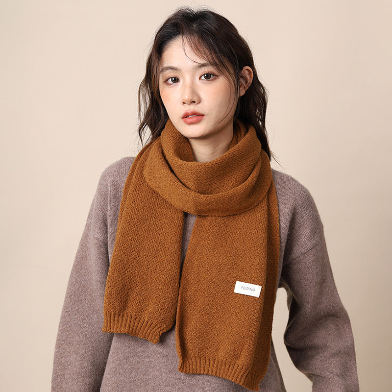 Women's & Men's High Sense Korean Style Warm Knitted Pure Color Scarfs