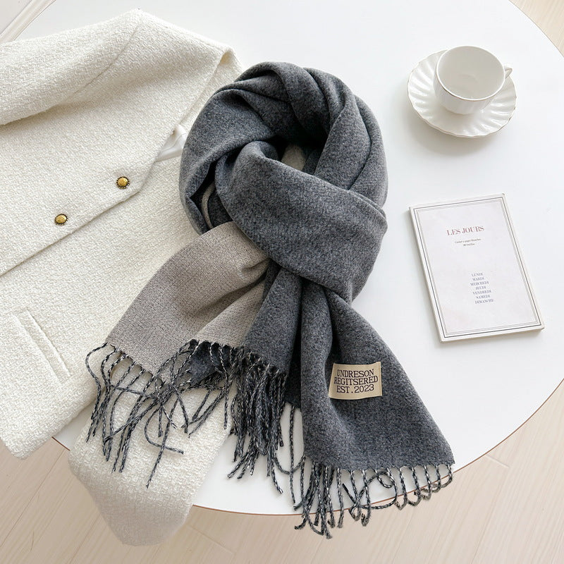 Women's Korean Double-sided Artificial Cashmere Pure Color Warm Scarfs