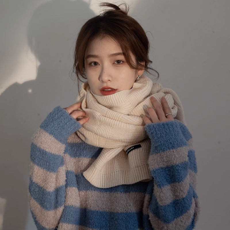 Women's Wool Korean Style Positive Negative Knitted Scarfs