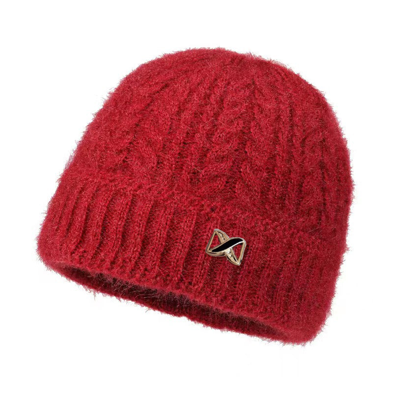 Knitted Jacquard Fleece-lined Thickened Warm Winter Woolen Grandma Hats & Caps