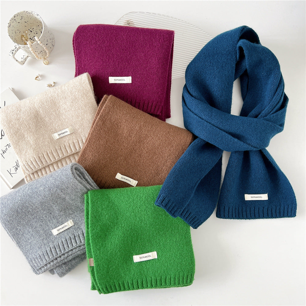 Women's Small Solid Color Knitted Wool For Scarfs