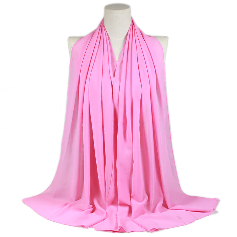 Pure Color Monochrome Pearl Chiffon Malaysia Scarfs