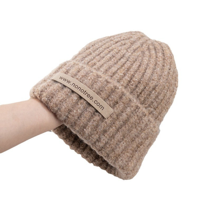 Women's Wool Blended Small Knitted Hat Earflaps Warm Pullover Hats & Caps