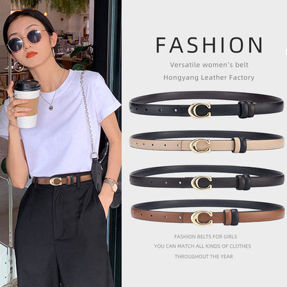 Women's Buckle Simple Jeans Thin Korean Trendy Light Belts